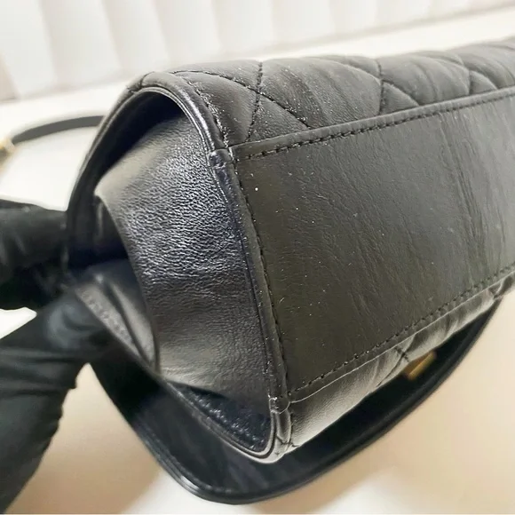 CHANEL Handle Flap Bag Black Aged Calfskin with Gold Hardware - Picture 11 of 12